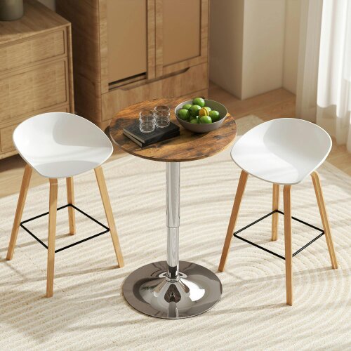 Wyld Haus Redone Rustic Brown Adjustable Swivel Round Bar Table With Steel Base