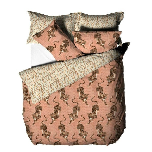 Furn Tibetan Tiger Duvet Cover Set - Coral