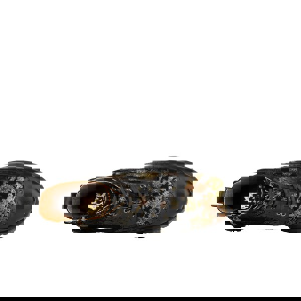 Embassy London Hatter Platform - Black & Floral - Women's Leather ankle Lace-up Boot with chunky cleated sole