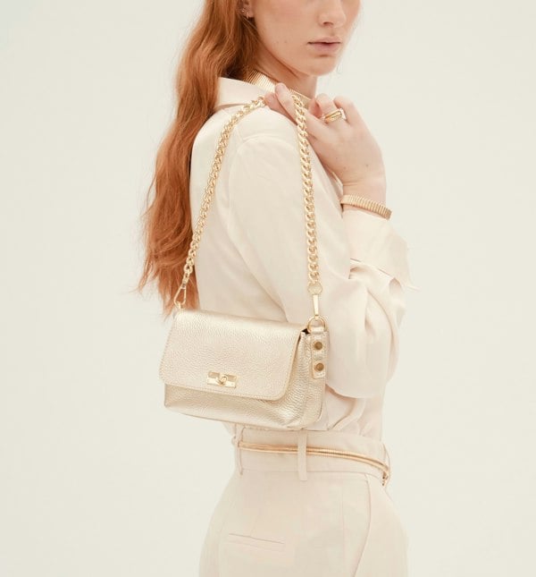 Apatchy London The Maisie Gold Leather Bag