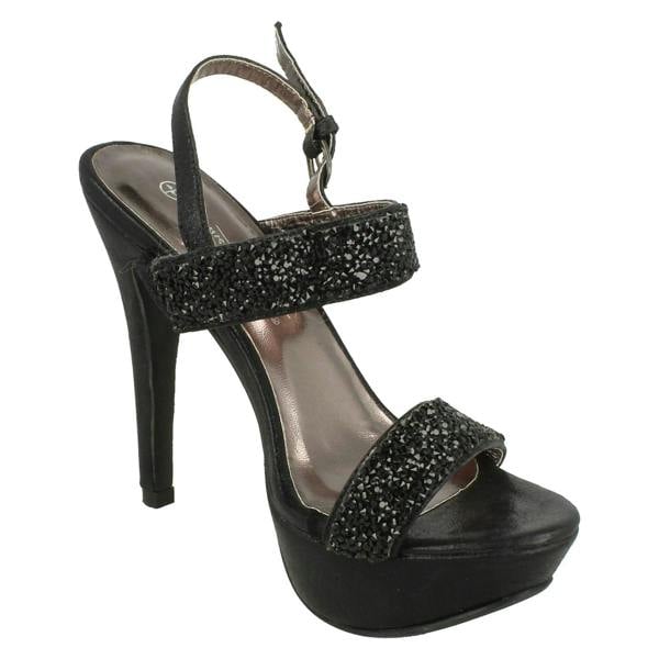 Anne Michelle Ladies Anne Michelle Double Glitter Strap Platform Heels