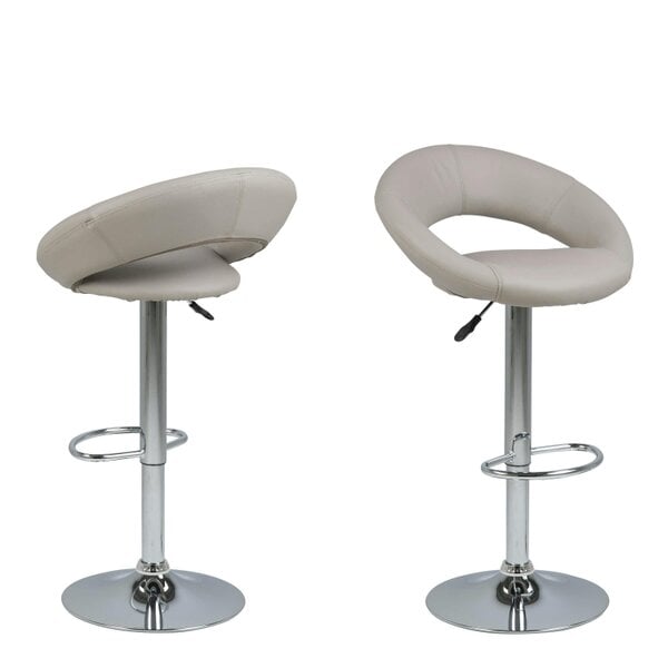 Wyld Haus Set of 2 Jorah Light Grey Faux Leather Swivel Bar Stool Open Back