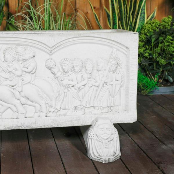 White Stone Cast Normandy Trough with Legs Garden Planter 