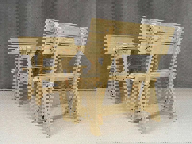 Victoria Picnic Table Benches and Set With Backrest - Wooden Outdoor Dining Set for Gardens and Patios