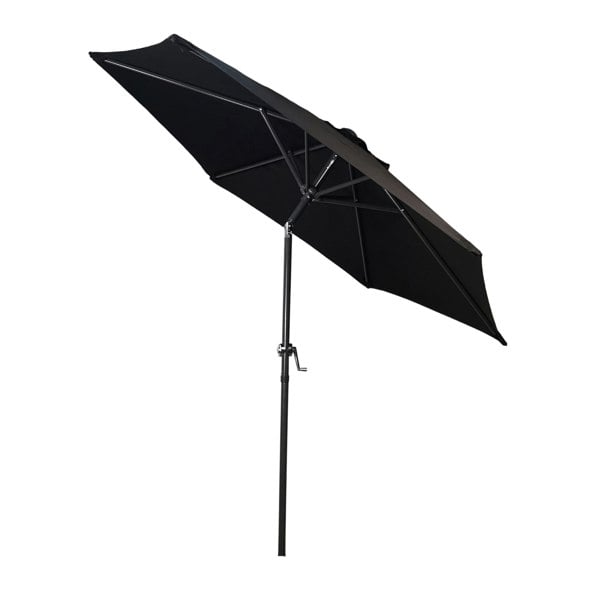 Samuel Alexander 2m Aluminium Garden Patio Sun Shade Parasol with Tilt and Crank in Black