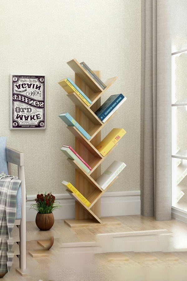 Living and Home 9 Tier Rustic Standing Tree Bookshelf