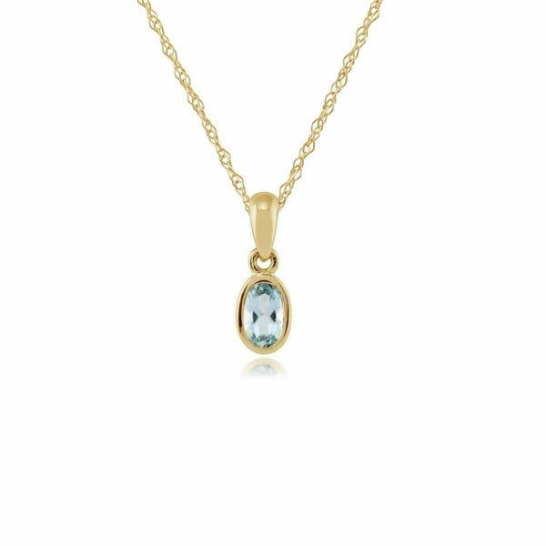 183P1120059 Classic Oval Aquamarine Pendant in 9ct Yellow Gold 1