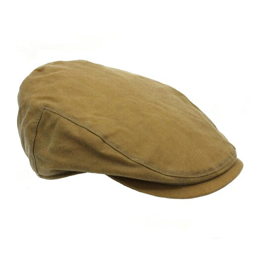 Heather Hats & Accessories Water Resistant Waxed Cotton Flat Cap, Checked Cotton Lining, Outdoor Wear, Sand