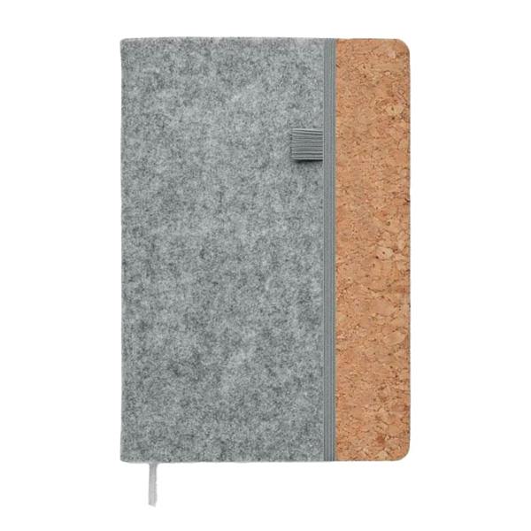 MidOcean Corkbook RPET A5 Notebook - Grey - 