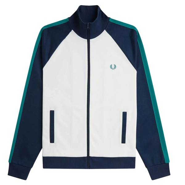 Fred Perry Contrast Sleeve Track Top Jacket Snow White