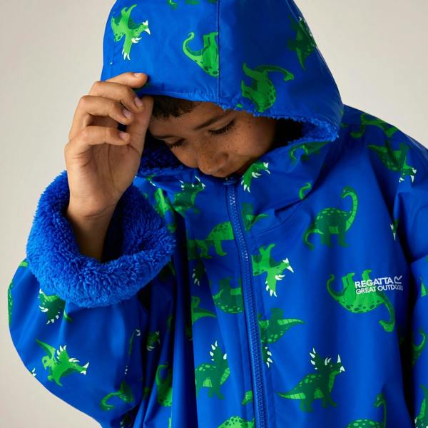 Regatta Childrens/Kids Dinosaur All-Over Print Changing Robe - Olympian Blue - 
