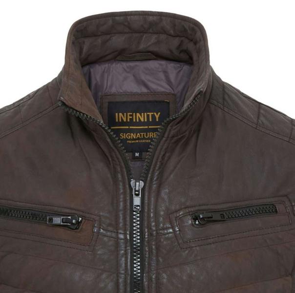 Infinity Leather Mens Quilted Puffer Leather Bomber Jacket - Torpoint