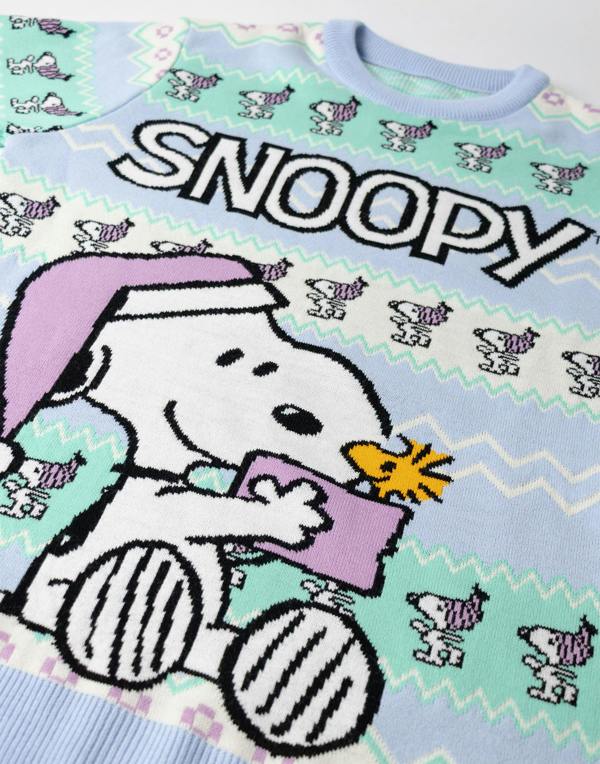 Peanuts Womens Blue Snoopy Christmas Jumper