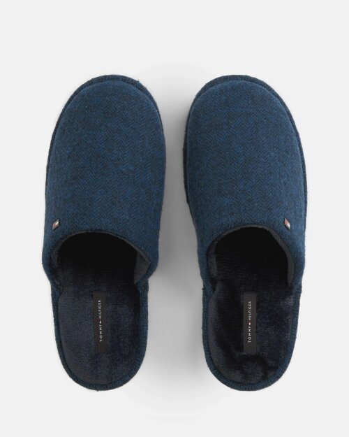 Tommy Hilfiger Herringbone Mens Hilfiger House Shoes - Navy Blue