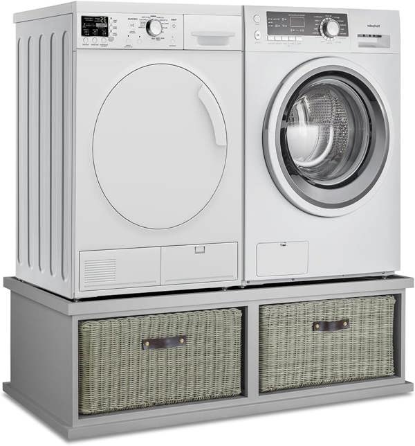 Statement Furniture Tetbury Washing Machine and Dryer Stand, Double Appliance Pedestal with Storage
