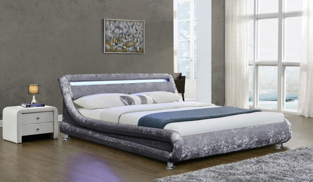 Comfy Living Mallorca LED Crushed Velvet Bed Frame - Glamorous & Illuminated Comfort for Your Luxe Bedroom