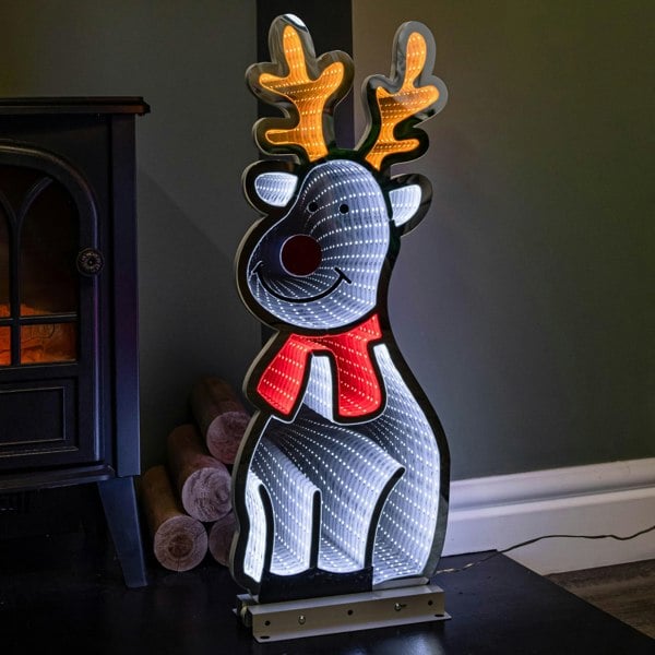 Samuel Alexander 60cm Infinity Standing Christmas Reindeer with Metal Base, White and Red LEDs