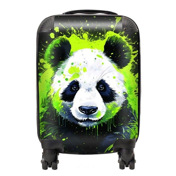 Warren Reed Green Splashart Panda Face Suitcase