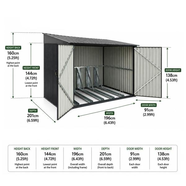 Nicoman Metal Bicycle Storage Shed for Up to 4 Bikes