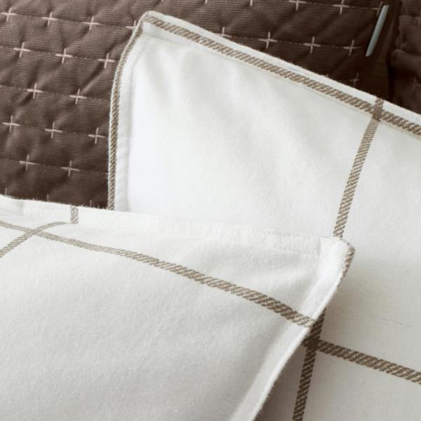 Bianca Brushed Regal Check Cotton Reversible Duvet Cover Set Mole