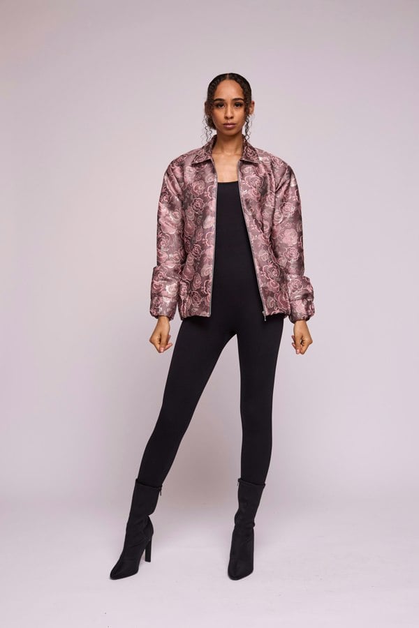 Isha's Timeless collection Dusky Silvery Flora Bomber Jacket