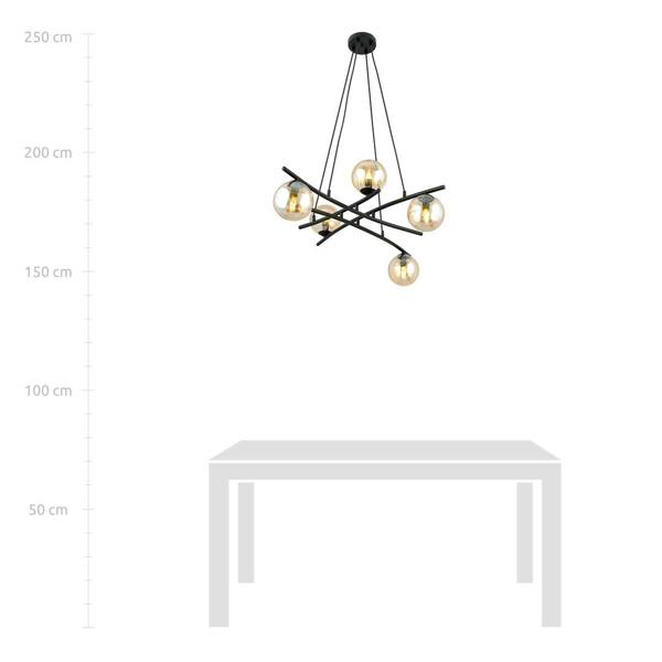 Emibig ESSA Pendant lamp 5 x E14 Black with Amber Shade
