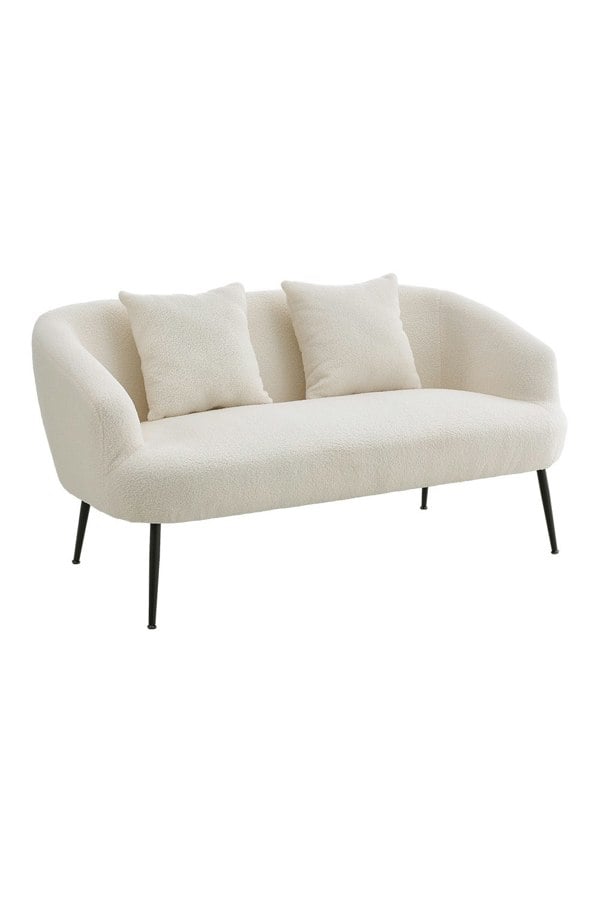 Living and Home Modern Teddy Fur Metal Legs Loveseat with Two Cushions