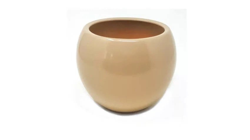 Indoor Textured Round Plant Pots  - Semi Gloss Beige