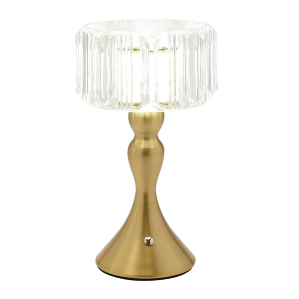 Hestia Crystal Effect USB Touch Table Lamp with Curved Bronze Base