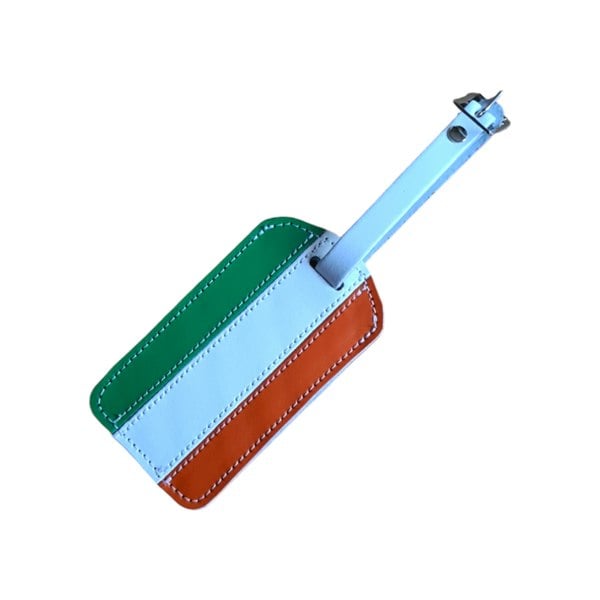 Zatchels Leather Luggage Tag - Orange White & Green - Ireland