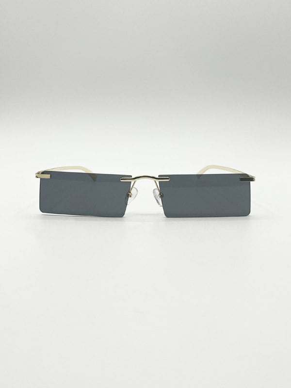 SVNX Frameless Rectangle Sunglasses in Black
