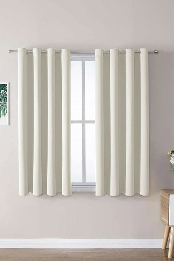 Living and Home 2 Panels Beige Blackout Curtains Polyester Drop Eyelet Curtains for Bedroom and Living Room, 117cm W x 137cm H