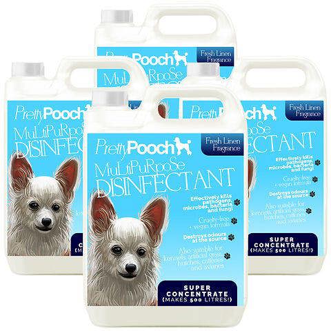 Pretty Pooch Multipurpose Disinfectant - Cleaner, Sanitiser, Deodoriser - Concentrated Formula - Fresh Linen 5L x4