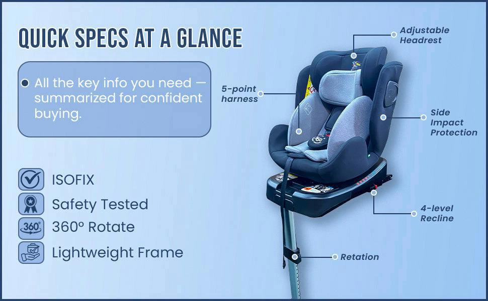 HYGRAD® Baby Infant Car Seat ISOFIX 0+ / 1/2 Age Group ECE/R129 Approved 3 in 1 Baby Children Kids Car Safety Booster Seat Weight Upto 25kg
