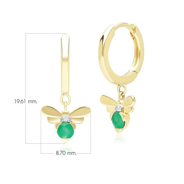 Honeycomb Inspired Emerald and Diamond Bee Hoop Earrings in 9ct Yellow GoldDimensions  135E1874029