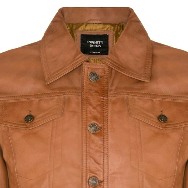 Infinity Leather Men’s Retro Leather Trucker Jacket-Constantine