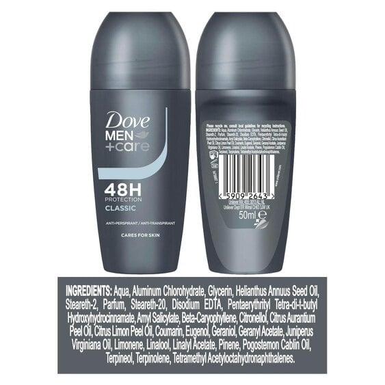 Dove Men+Care Roll On Classic AntiPerspirant Deodorant 48H Protection, 30x50ml