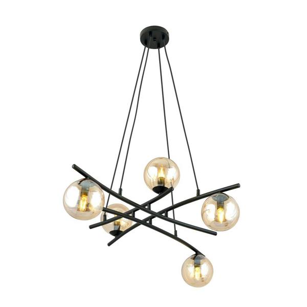 Emibig ESSA Pendant lamp 5 x E14 Black with Amber Shade