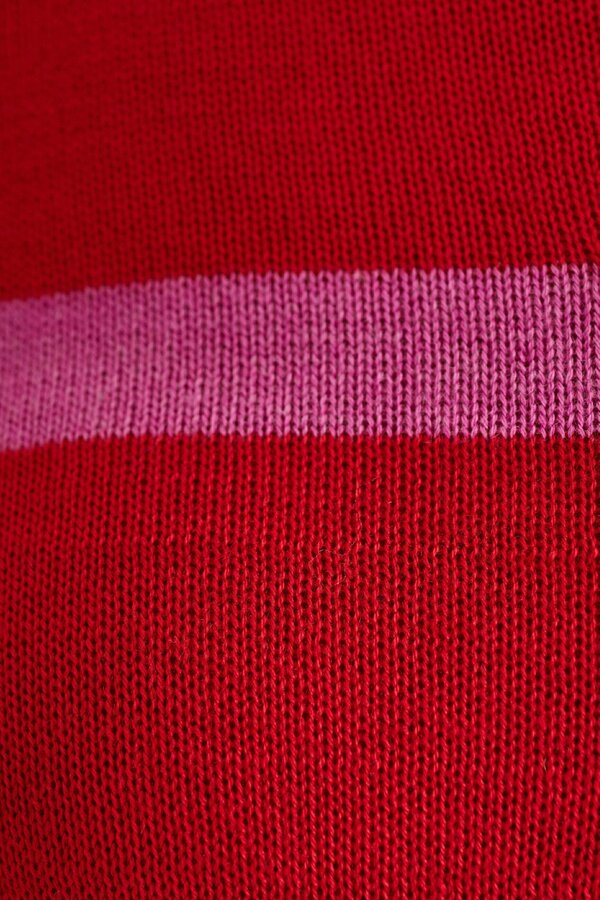 Bly Bow Intarsia Striped Jumper - Red