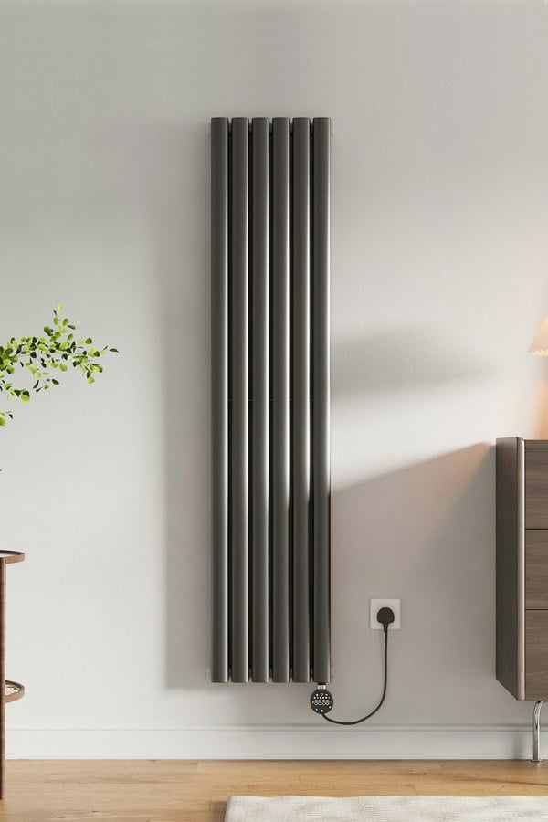 Living and Home Tall Electric Radiator Wall Mounted 160cm x 35.4cm - Dark Grey