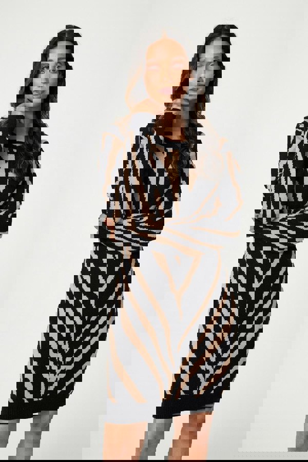 Black | Animal Print Short Knit Dress