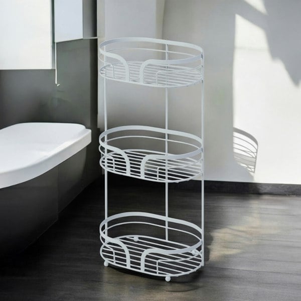 Showerdrape Dante White Freestanding Bathroom Floor Shower Caddy