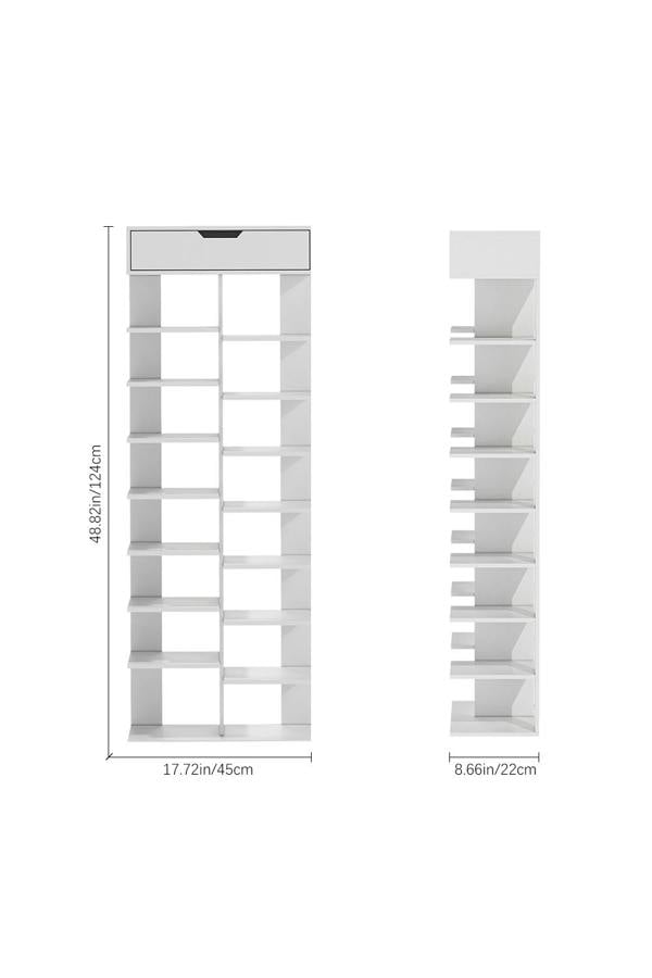 Living and Home 9/8 Tier Open shelves Space Saving Shoe Rack with Drawer Storage Organiser