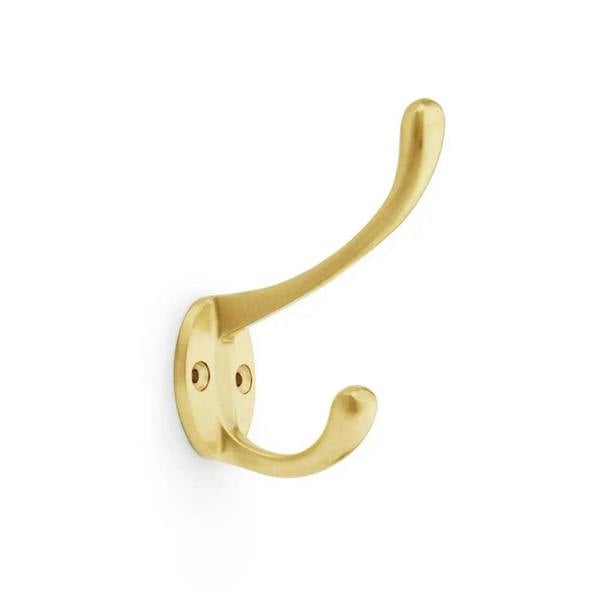 AW770SB Satin Brass Victorian Hat and Coat Hook 110mm - Single Hook
