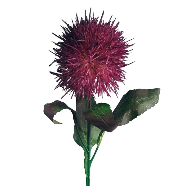 Leaf Pack of 6 x 70cm Globe Thistle Purple Ball Artificial Flower Stem