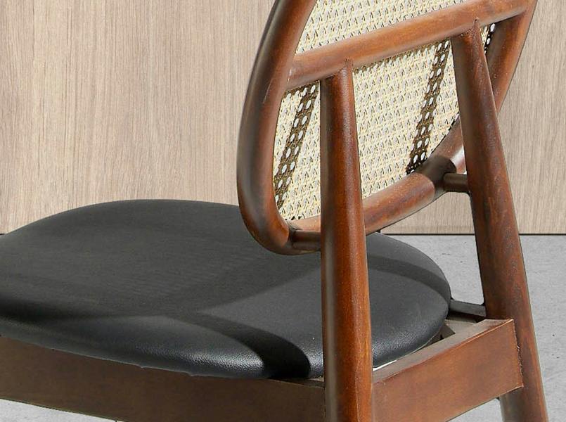 Angel Cerdá Rattan and Black Leatherette Chair 4093
