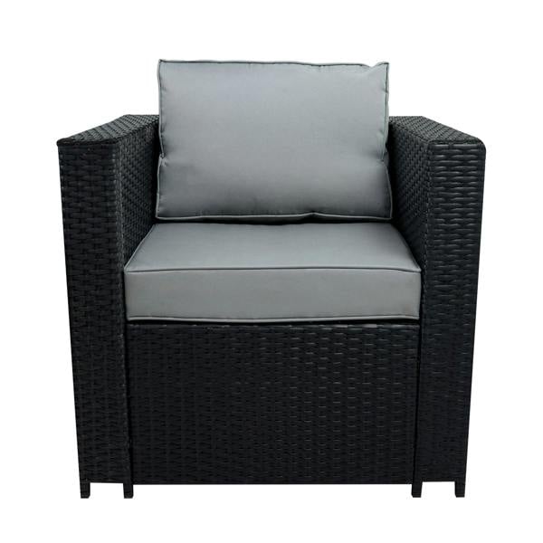 Jardi 8 Seater Rattan Furniture Set With Firepit – Black