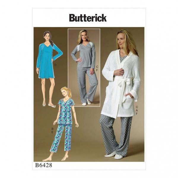 Butterick Sewing Pattern 6428, Robes, Pyjamas for Women, 4-6-8-10-12-14 - Easy