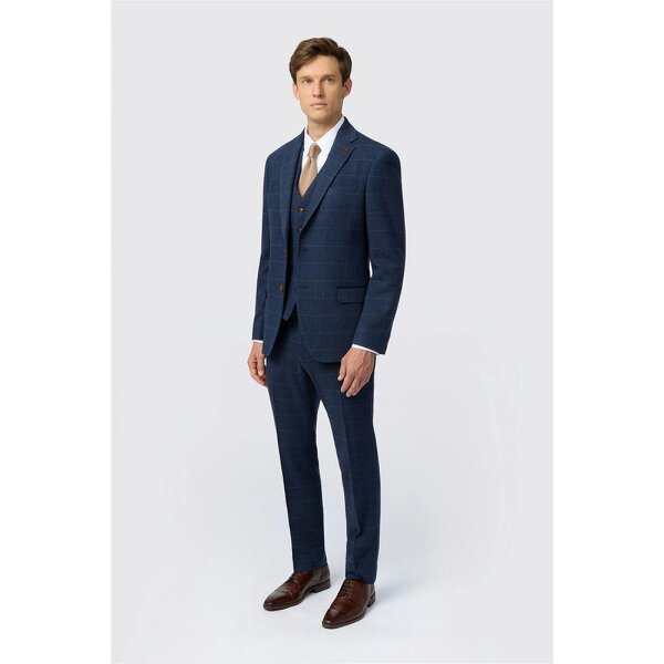 Antique Rogue Tailored Fit Ezra Blue Check Jacket