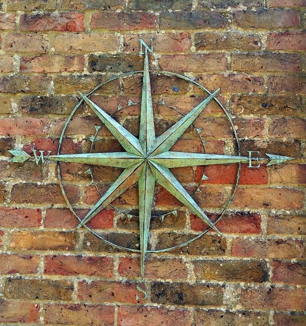 Inspirational Gifting Verdigris Coloured Metal Compass Screen Plaque 94cm